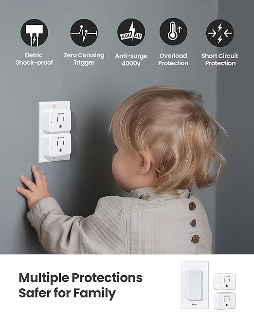 2-Gang Remote Control Outlet Plug Switches, Upgrade Dual Switch Design, Removable Double Wireless Light Switches, No Wiring No WiFi, 300 ft, 15A/1500W, Expandable, for Household Appliances