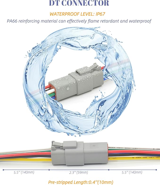 DT Deutsch 6 Pin Connector Kit Waterproof Electrical Connector 16 AWG Male and Female Automotive Wire Connectors for Car Truck Boat (6 Pin 2 Sets)