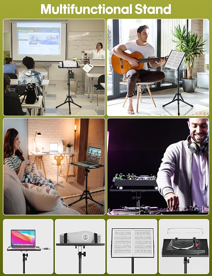 Projector Stand Laptop Tripod, Upgraded Portable Projector Stand Tripod Adjustable Height 26 to 56 Inch, Laptop Floor Stand with Mouse Tray for Room, Office, Podium, Outside, Studio, Dj Racks