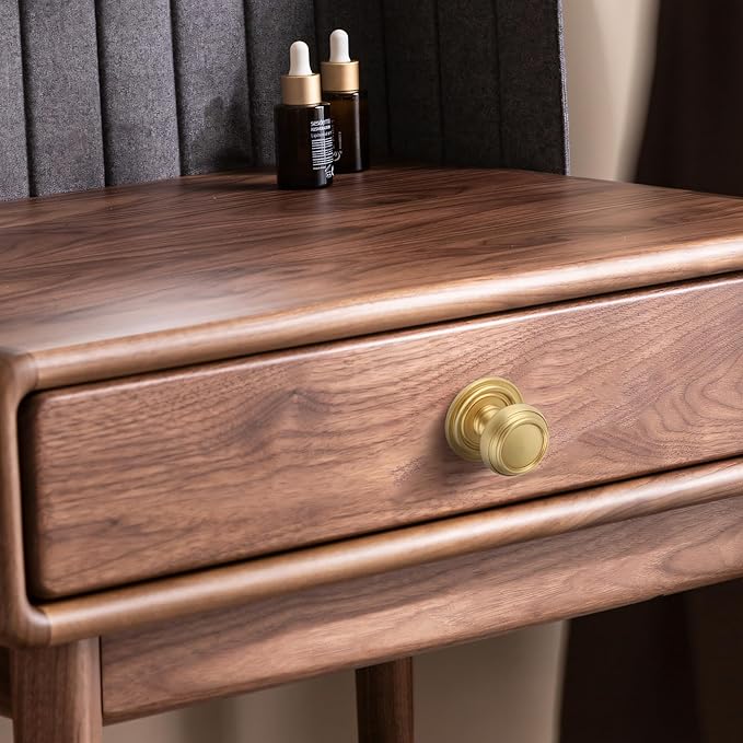 2 Pack Brushed Gold Solid Brass Kitchen Cabinet Knobs,Drawer Pulls, 1.18 Inch 30mm Diameter, Modern Furniture Handles for Cupboard Wardrobe(Antique)