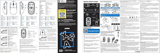 Pulsar Gaming Gears X2A Wired Gaming Mouse, Ultra Lightweight, Optical Switch, 26000 DPI, Motion Sync, PAW3395 Sensor (Medium, Wired, White)