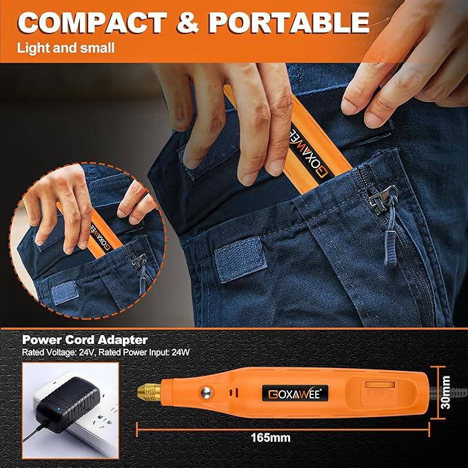 Corded Rotary Tool Kit for Crafts, GOXAWEE Mini Power Tool with Cord, 105pcs Accessories 18000rpm Multi-Purpose Small Grinder Drill Set for Sanding, Polishing, Drilling, Etching, Engraving, DIY Crafts