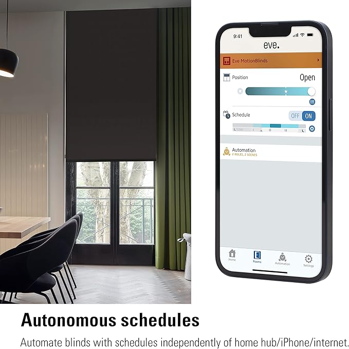 Eve MotionBlinds Upgrade Kit for Roller Blinds (Apple Home) – Motor to upgrade existing indoor blinds, schedules, no bridge, Bluetooth/Thread