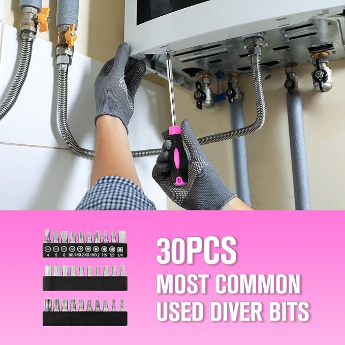 SOLUDE Pink Tool Set,206-Piece Home Tool Kit for Women Girls Ladies,Basic Household Toolkits for New Apartment Garage Office College Dorm & DIY Projects