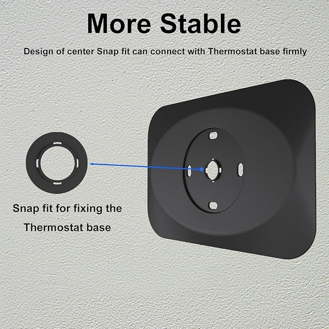 Nest Thermostat Wall Plate Cover Replacement Compatible with Google Nest Learning Thermostat (4th Gen), Practical Nest Learning Thermostat 4 Trim Kit, Snap fit Design (Black, 1 Pack)