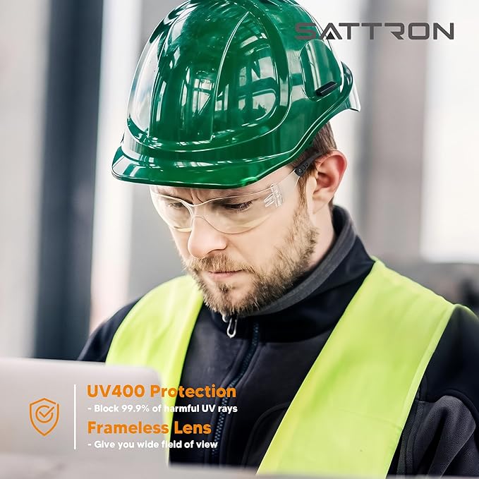 Clear Safety Glasses 24PK, Protective Eyewear Polycarbonate Lens with Rubber Temples ANSI Z87.1 Anti-Scratch Impact Resistant Eye Protection for Work, Lab, Construction Clear Lens/Black Frame