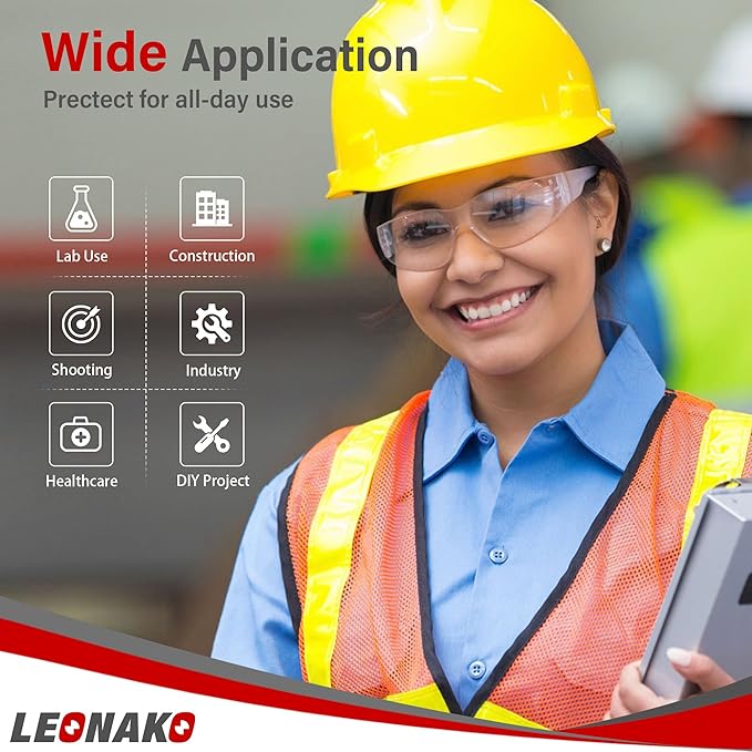 Clear Safety Glasses for Men Bulk of 12, Safety Goggles with Polycarbonate ANSI Z87.1 Impact Resistant Lens, Anti Scratch Protective Eyewear