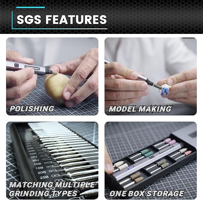 AM ARROWMAX Mini Engraving Pen, Cordless Rotary Tool with 36 Bits, Aluminum Case, Bluetooth, APP, Wireless Magnetic Charge, Engraving Tool for Jewelry, Wood, Glass, Carving (SGS MINI)