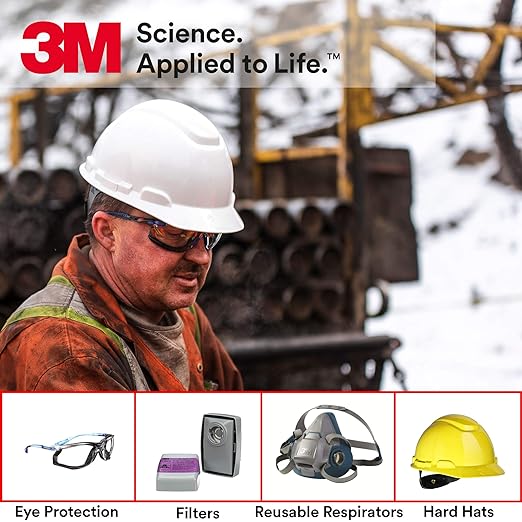 3M Safety Glasses, Solus 1000 Series, ANSI Z87, Scotchgard Anti-Fog, Clear Lens, Low Profile, Blue/Black Frame