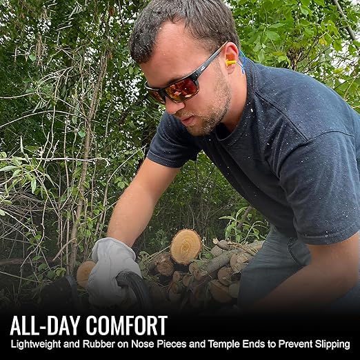 Bullhead Safety Crevalle Safety Glasses, Anti-Fog and Scratch Resistant, Precision Lens with UV Protection, Comfortable and Lightweight, Blue Mirror Lens and Matte Gray Full-Frame, One Size