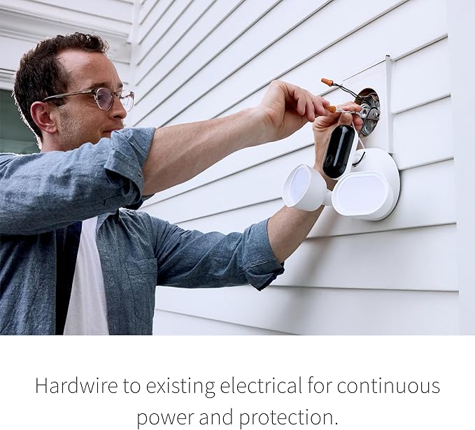 Arlo Wired Floodlight Camera | Home Security Camera with 2K Video and HDR | 2000 Lumens | Integrated Siren, Weather-Resistant, Color Night Vision, 160º Field of View, 2-Way Audio, White (2025)