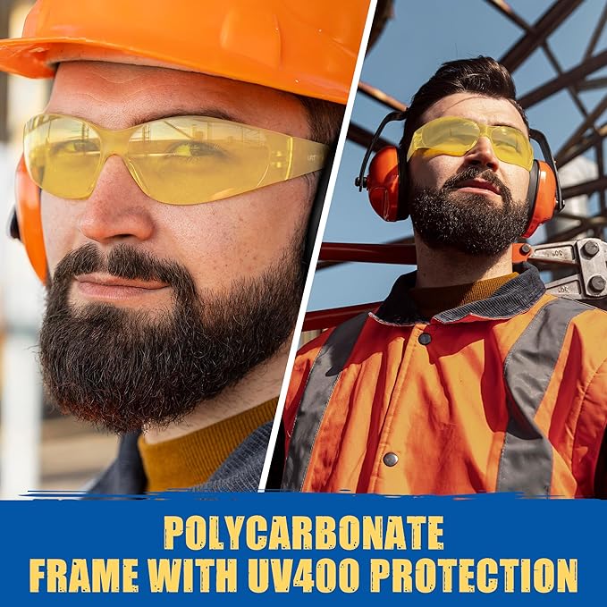 Work Safety Glasses For Men | Ansi Z87 Certified Safety Goggles For Shooting Range | Anti-Scratch Outdoor Glass