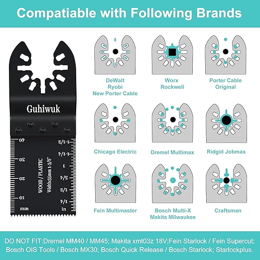55PCS Oscillating Saw Blades, Quick Release Titanium Multitool Blades for Wood Plastics Metal, Universal Multi Tool Oscillating Blades Kits Fit Dewalt Milwaukee Ryobi Makita Rockwell Fein