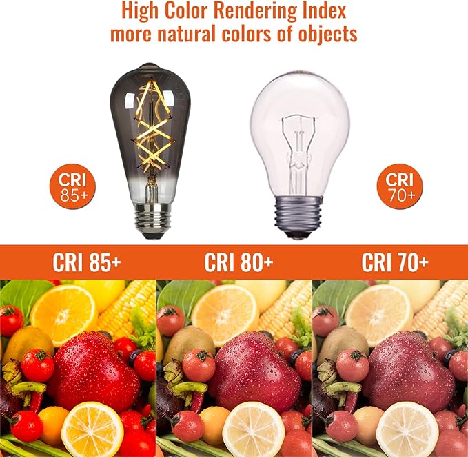 OMED ST58/ST19 Smoke Grey Dimmable LED Edison Bulbs 60 Watt Equivalent, 6W 2700K Soft White Vintage Fishbone Filament Edison Bulbs with E26 Base, 600 Lumens Smoky Glass Edison Bulb for Home Lighting