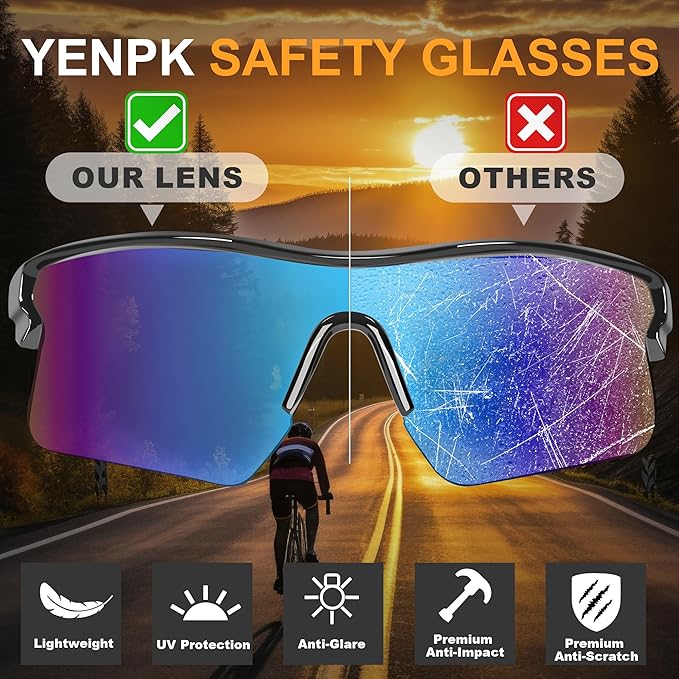 Safety Glasses Goggles for Men, Anti Scratch ANSI z87+ Compliant UV Protection Protective Eyewear Rubber Non-slip Leg