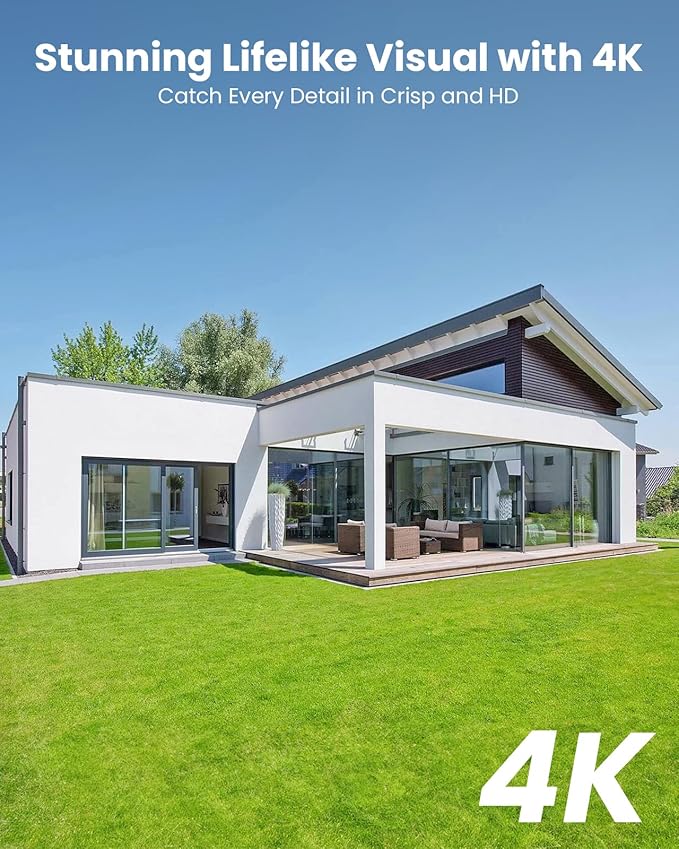 4K Add On Wired POE Cameras for NVR Two Way Talk Motion Detection Human/Pets/Package/Vehicle IP67 Waterproof, H.265+, 100ft Night Vision