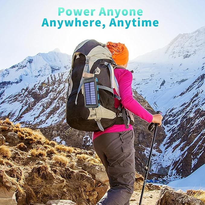 Solar Charger Power Bank, 39800mAh Portable Charger Fast Charger USB C Port Built-in Led Flashlight and Compass for All Cell Phone and Electronic Devices