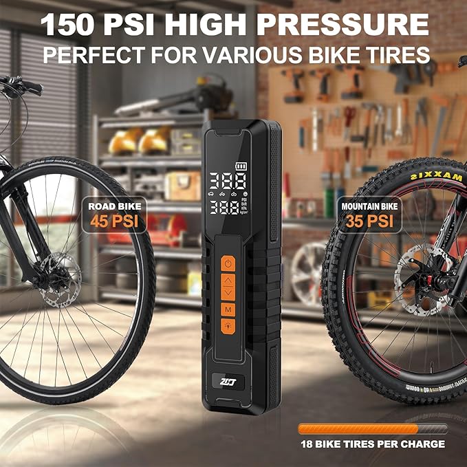 Tire Inflator Portable Air Compressor, Air Pump for Car Tires, Bike Pump, Portable Tire Inflator for Car, Motorcycle, Bicycle, Balls - 150PSI, 6000mAh Battery, LED Light Auto Shut-Off Function