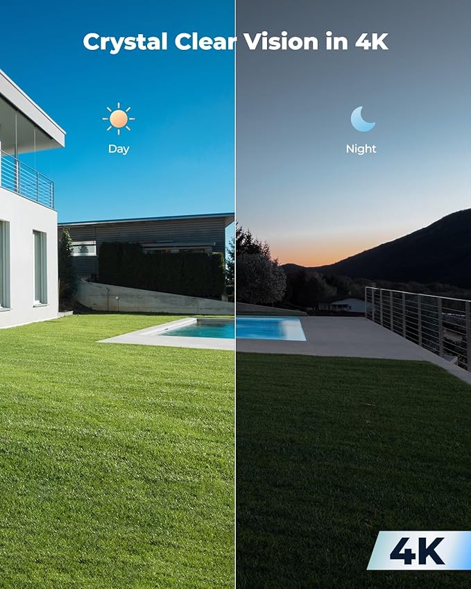 REOLINK 4K Home Security Camera, 2.4/5GHz WiFi Outdoor Camera, Plug-in Power (DC 12V/1A), Human/Vehicle/Pet Detection, Color Night Vision, Two-Way Talk, 24/7 Recording, IP67 Waterproof, RLC-810WA