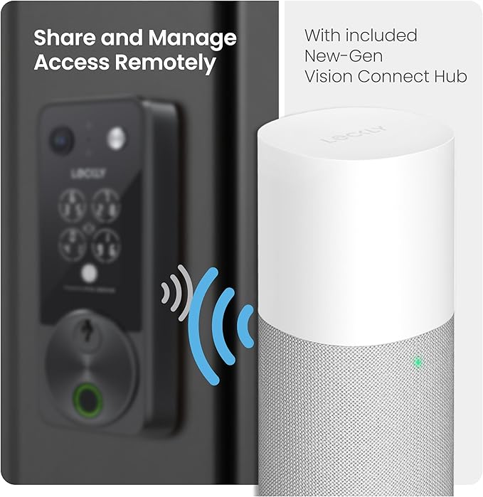 Lockly Vision Zeno Smart Lock with Video Doorbell Camera, Fingerprint Keyless Entry with Apple Home Key, Wi-Fi Deadbolt for Front Door, PIN Genie Keypad, App Remote Control, 2 Rechargeable Batteries