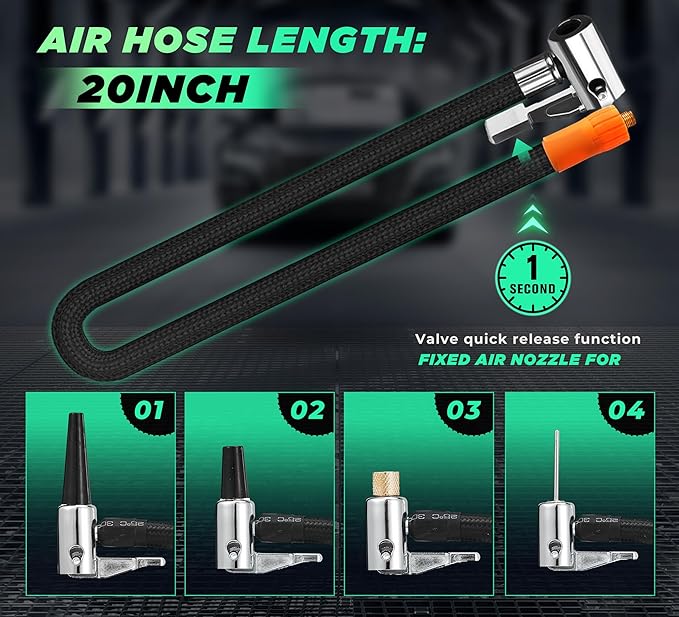 6IN1 Portable Tire Inflator Bike Pump|Escape Tool with Safety Hammer and Seat Belt Cutter|Car Tire Air Pump|Digital Tire Pressure Gauge|Car Accessories for Emergency