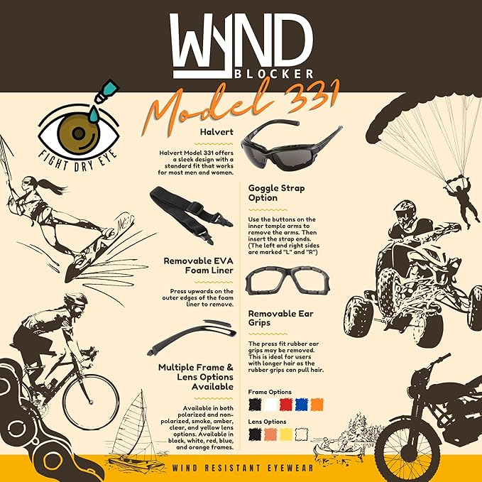 WYND Blocker Motorcycle Riding Glasses Extreme Sports Wrap Sunglasses