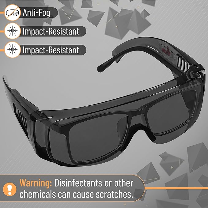 UNCO- Safety Goggles Over Glasses, Protective Goggles, Safety Goggles Anti Fog, Work, Safety Glasses Over