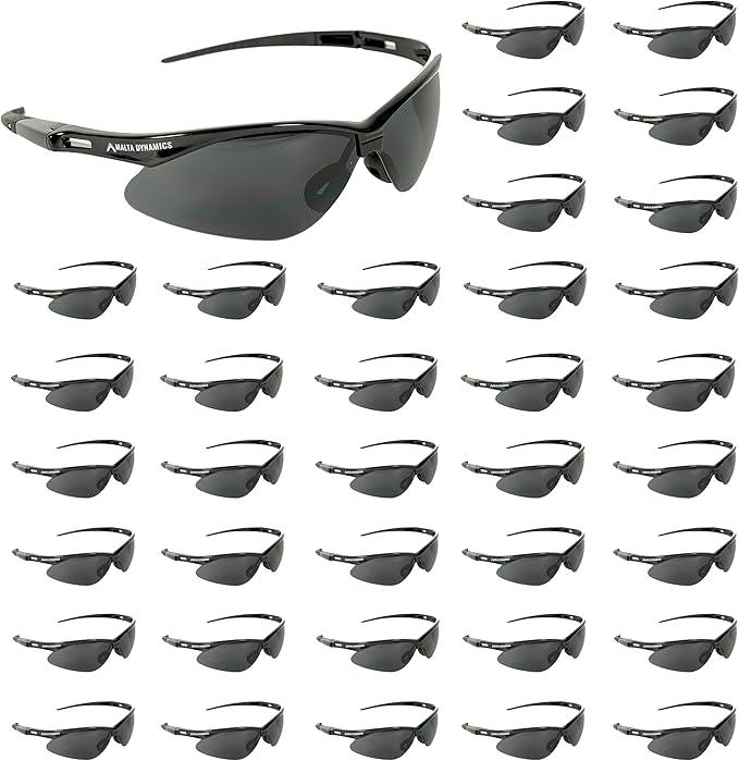 Malta Dynamics APEX Safety Glasses – Construction Safety Glasses for Men and Women with Anti Scratch and Anti Fog Protection, ISEA & ANSI Z87 Compliant (Tinted, 36 Pairs)