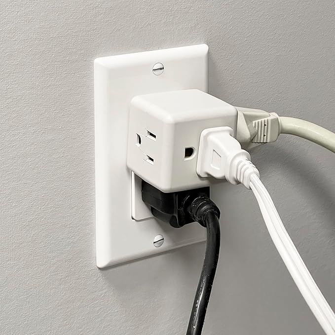 Maxxima 3 Outlet Cube Adapter Wall Plug - Grounded Electrical Wall Tap Outlet Splitter, Multi-Plug Extender for Extra Space, Convenient for Travel - 4 Pack