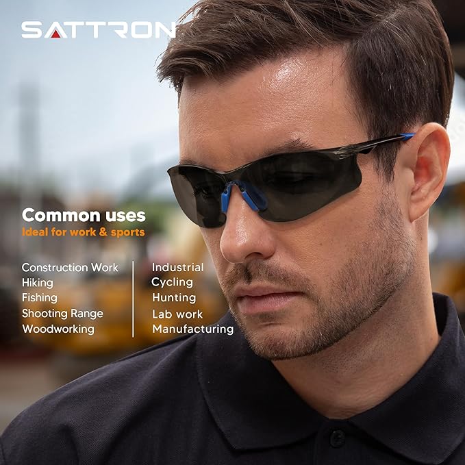 Safety Glasses Tinted 3 Pack, Protective Eyewear for Men Women UV Protection ANSI Z87.1, Safety Sunglasses Bulk Scratch Impact Resistant Eye Protection with Nose Pads for Construction Work Smoke