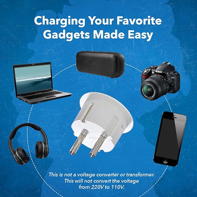 OREI American USA To European plug adapter – Type E/F schuko plug adapter - Use in Germany, France, & more - CE Certified – For Mobile, Laptop & Camera Chargers - 12 Pack