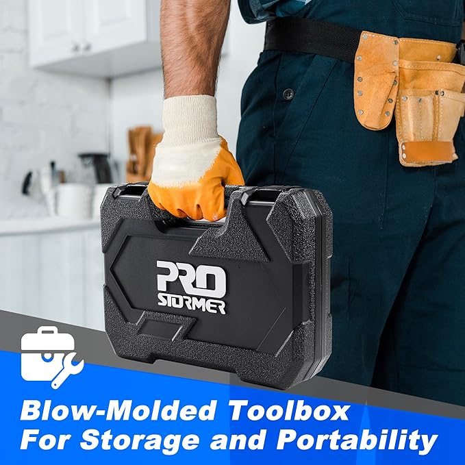 Prostormer 93-Piece Tool Kit, Basic Household Repair Tool Set with Toolbox Storage Case, Small Starter Tool Box Kit for Homeowners and College Students (Blue)