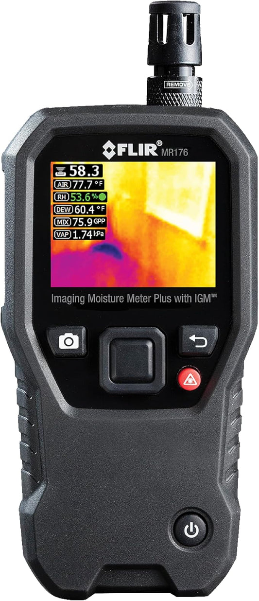 FLIR MR176 - Thermal Imaging Moisture Meter - with IGM (Infrared Guided Measurement), Replaceable Hygrometer, Pin and Pinless