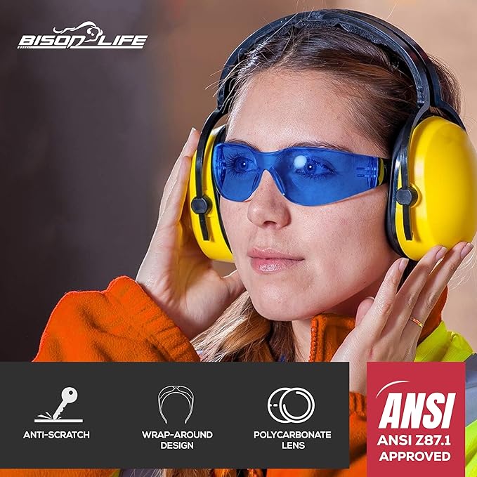 BISON LIFE Keystone Color Lens Safety Glasses | Anti Scratch | Impact Resistance | ANSI Z87.1 Standard | UV 400 Protection