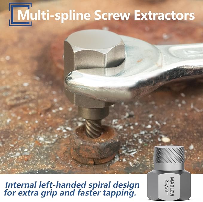 MABLEVI 49 Pcs Screw Extractor Bolt Extractor Set, Left Hand Drill Bit Set, Easy Out Multi-Spline Stripped Bolt Remover for Broken Rusted Nuts Bolts Screws