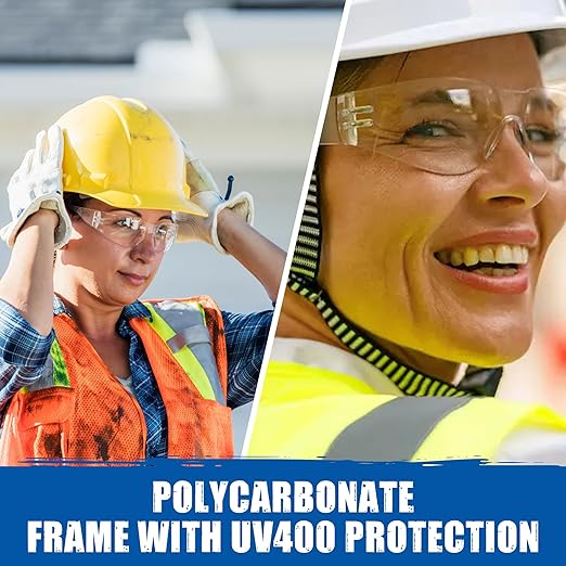 Safety Glasses with Readers - Clear | Polycarbonate Frame with UV400 Protection | Scratch Resistant Bifocal Wrap Around Safety Glasses | 1.0