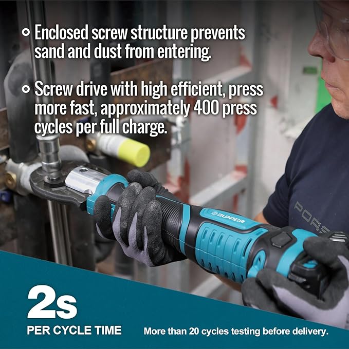 Mini Press Tool kit with 3 PEX Crimp Dies F1807 1/2", 3/4", 1", Brushless Motor, 2pcs Battery, Fast Charger & Carrying Case