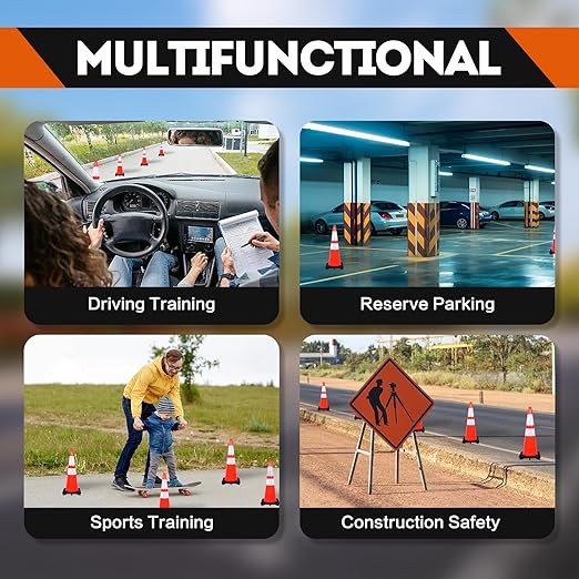 Traffic Safety Cone 28 Inches, with Reflex Collars of Parking Lots, Lane Road Traffic Control Construction Driving Safety Cone 6 Pack