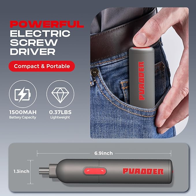 Electric Screwdriver Cordless,3.6V Screwdriver Set Rechargeable,Multitool Magnetic Screwdriver Bits,20 Pieces Bits Gifts for Men (Gray)