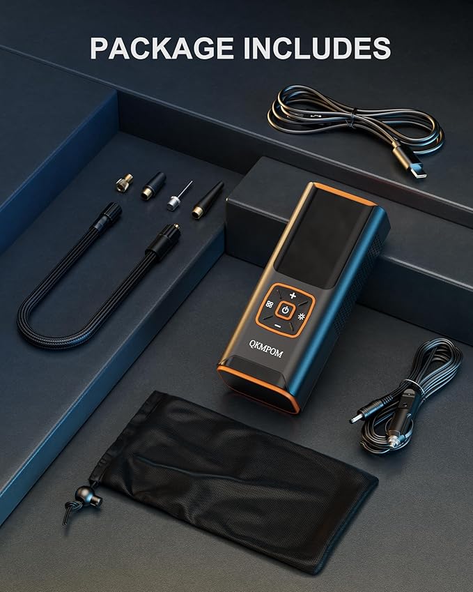 Tire Inflator Portable Air Compressor, 6X Faster 180 PSI Cordless Air Compressor, Air Pump with Pressure Gauge - Portable Tire Inflator for Car, Pickup, Motor, Bicycle, Balls and More