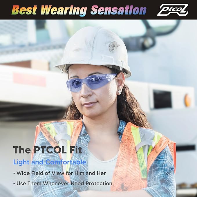 28 Pack Safety Glasses BLUE Tinted (Bulk Pack of 24+4) Unisex Anti-Scratch Protective Goggles Impact Resistant Lens Eyewear with ANSI Z87.1 Certified for Construction, Shooting and Laboratory