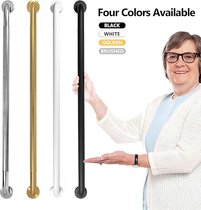 Shower Grab Bar, 2 Pack 39.4 Inch White Bathroom Grab Bar, 1.25" Diameter 304 Stainless Steel Anti-Slip Grab Bars for Bathtubs and Showers, Handicap Shower Grab Bar for Seniors Elderly