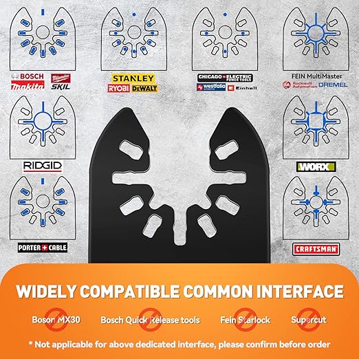 FORCA Universal Oscillating Saw Blades 52 pcs Fine Tooth Multi Tool Blades Kit for Quick Cutting, 1-3/4” Multitool Blades with High Carbon Material for Wood, Compatible with 95% Oscillating Tools Mod