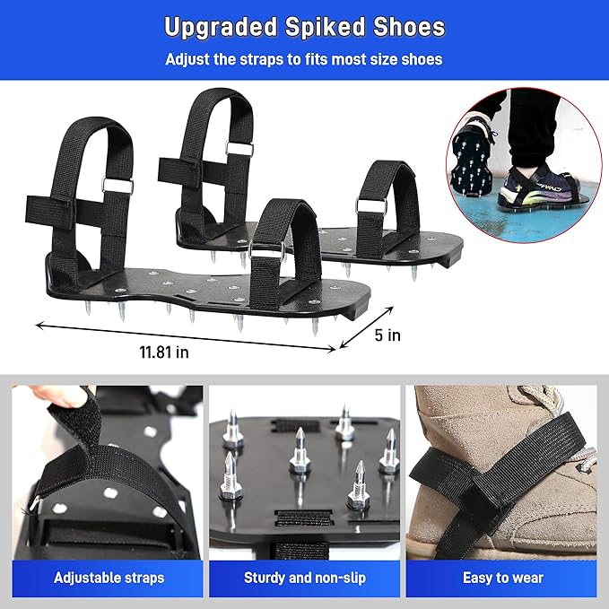 Self Leveling Cement Tool Kit- Epoxy Floor Tool Includes Spiked Roller for Self Leveling, Adjustable Poles Up to 63", Flooring Construction Painter Roller, Epoxy Spike Shoes and Self-Leveling Rake