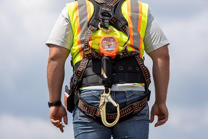 Malta Dynamics Pygmy Hog 11-Foot Self-Retracting Lifeline (SRL) – OSHA & ANSI Compliant Fall Protection Retractable Lanyard with Rebar Hook – Class 1-P, Lightweight, Durable, 310 Pound Capacity