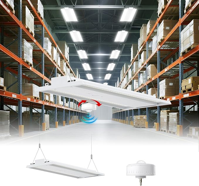 YXL LED Linear High Bay Light, Adjustable 400W/320W/240W/100W with Motion Sensor, 60000LM, 100-277V, 0-10V, 5000K, Commercial Linear High Bay Led Shop Lights for Warehouse Industrial Workshops, UL