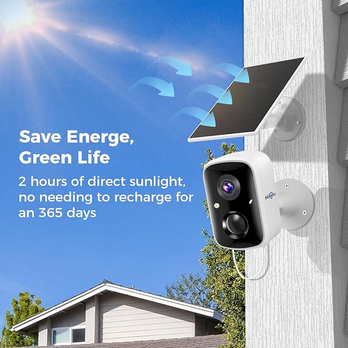 Hiseeu Solar Camera Security Outdoor, 3 Pack 100% Wireless 3K 4MP Surveillance Indoor WiFi Smart Cameras for Home Security Outside, PIR/AI Motion Detection, Waterproof, Color Night Vision, 2-Way Audio