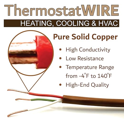 18/3 25Ft. NATIONAL Wire&Cable Thermostat Doorbell HVAC Heating Control Professional Cable Wire - Made in USA - 100% Solid Copper Conductors, CL2 ETL Listed, Low Voltage Applications Use