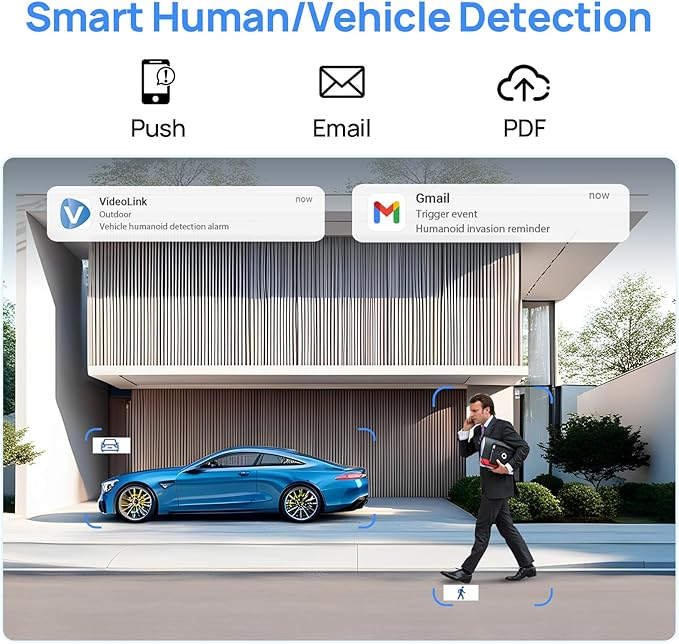 VIKYLIN UltraHD 4K 8MP PoE IP PTZ Camera Outdoor,4K PTZ IP Dome Security Camera with 5X Optical Zoom 2.7-13.5 mm, Human Vehicle Detection, 2-Way Audio,131ft IR Night Vision, IK10/IP67,Blue Iris,NDAA