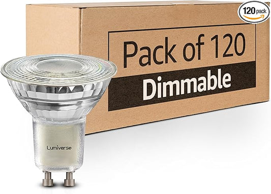 Lumiverse 120 Pack GU10 LED Bulbs, Dimmable, 2700K Soft Warm White, 5.5W 500lm [50W Equivalent], Par16 Led Bulbs for Track Lighting, 40° Beam Angle, ampoule led, UL Listed